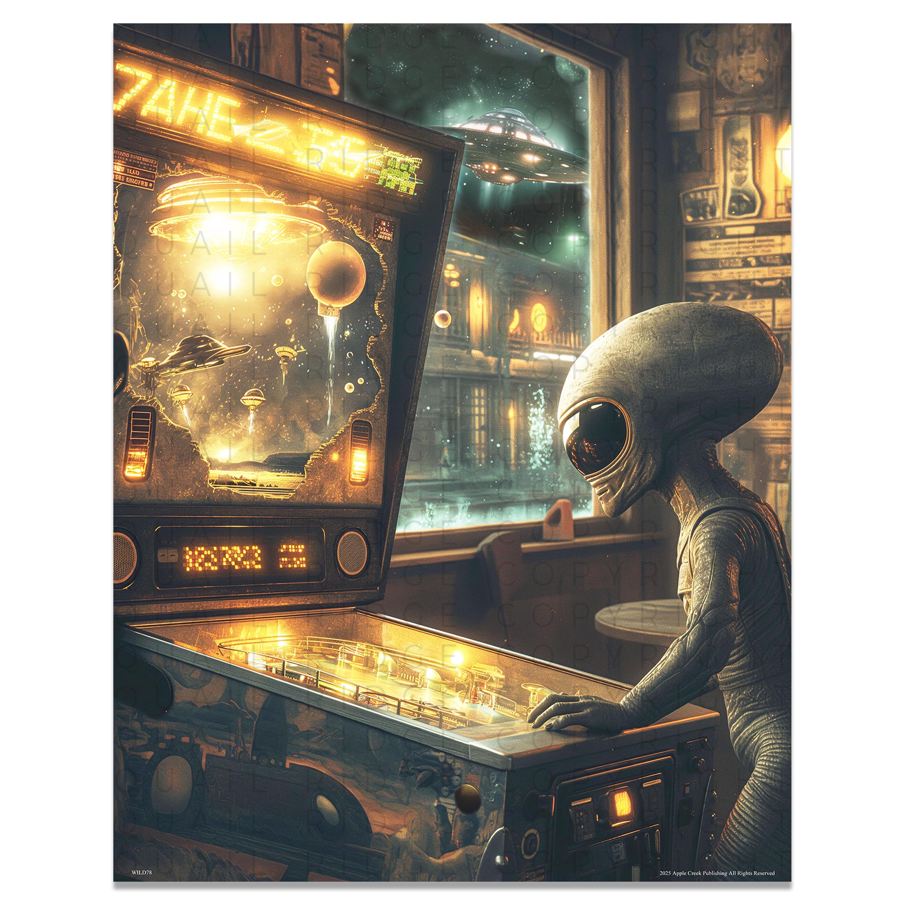 Alien UFO Pinball Machine Art Print: Vintage Arcade Decor - Etsy