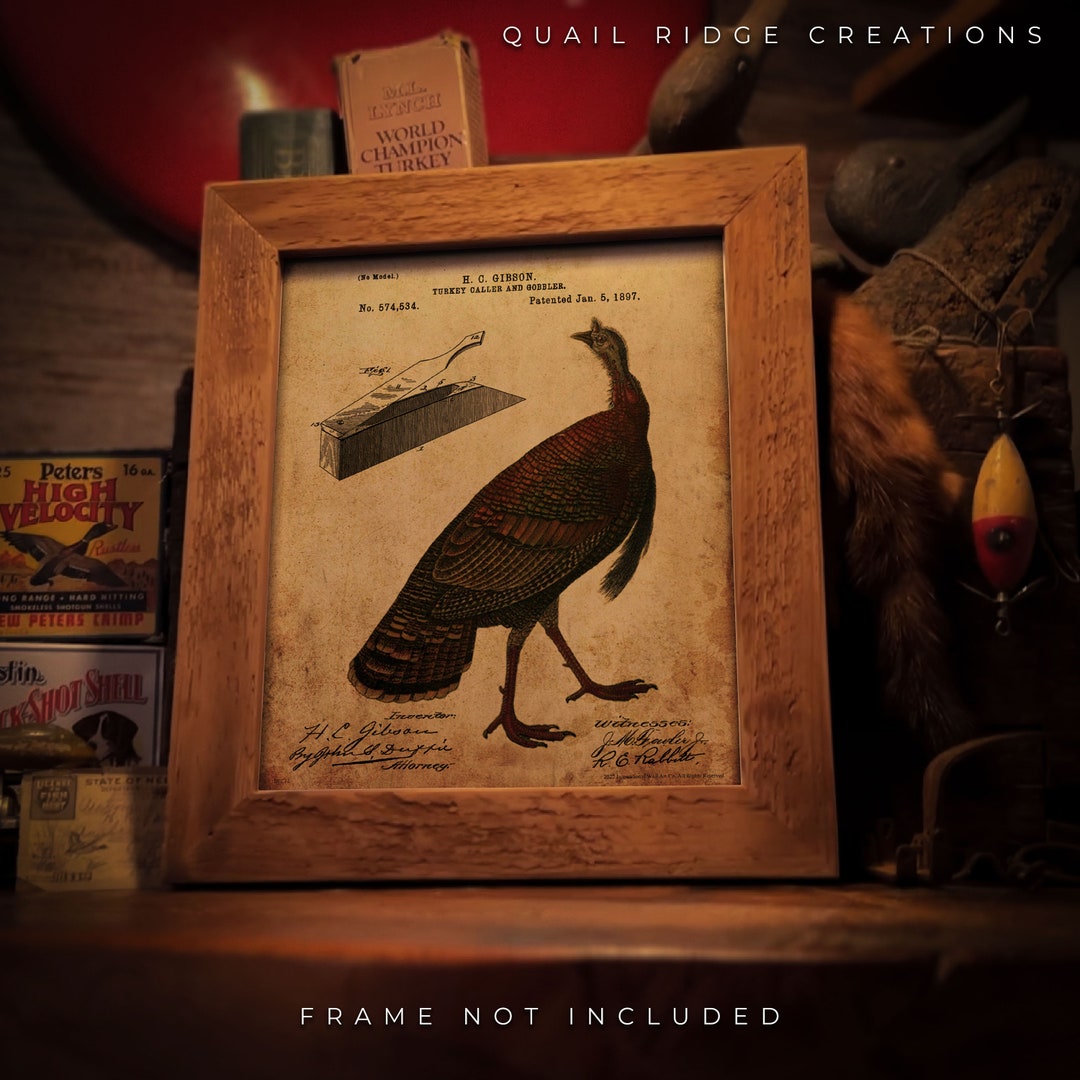 Vintage Wild Turkey Box Call Patent Art Print 8x10 Unframed Fishing Hunting Cabin Wall Decor Etsy