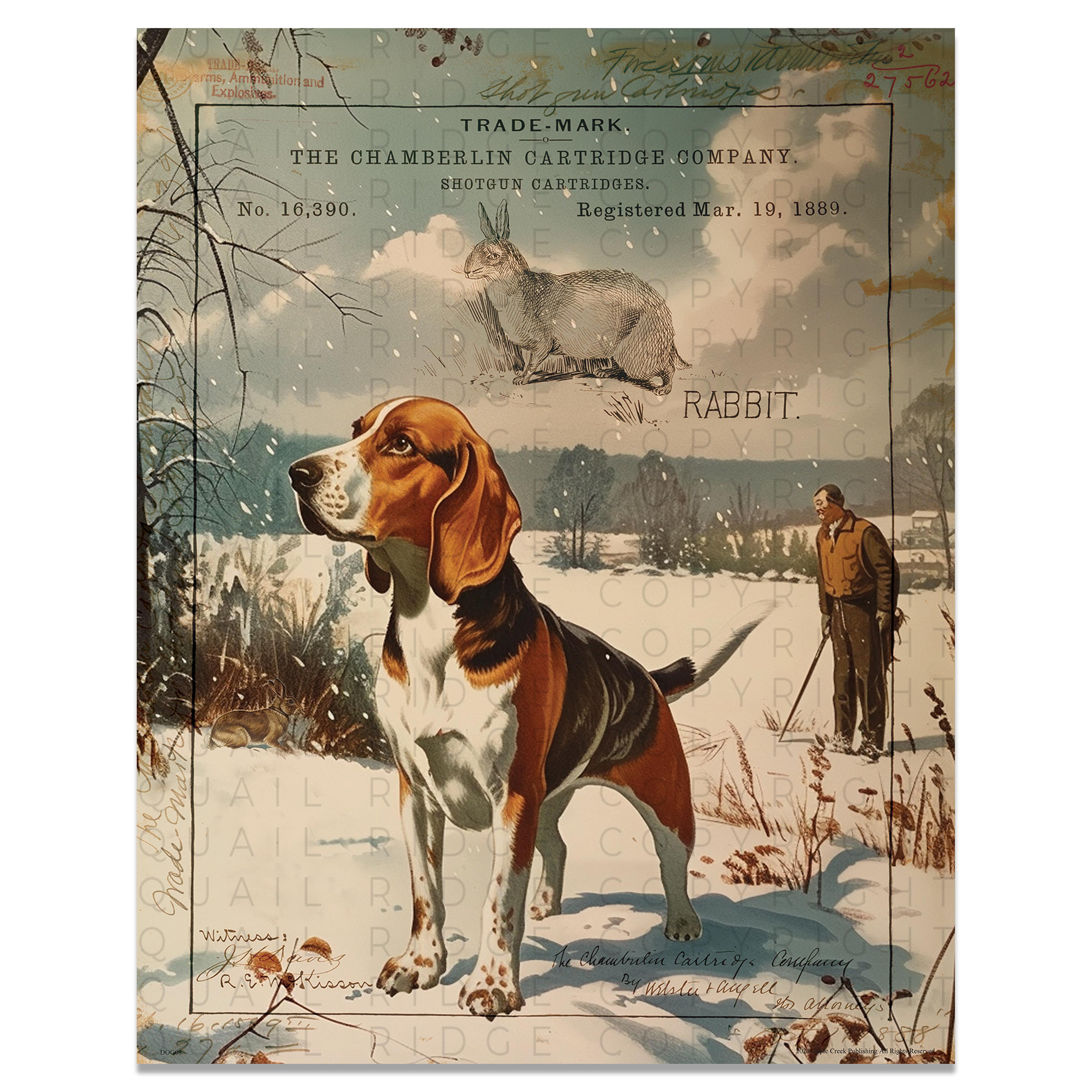 Vintage Beagle Hunting Dog Art Print: Cabin Wall Decor (11x14 