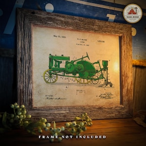 Vintage John Deere Tractor Art Print 11x14 Unframed Charles Freitag Kids Room Farming Office Home Wall Decor