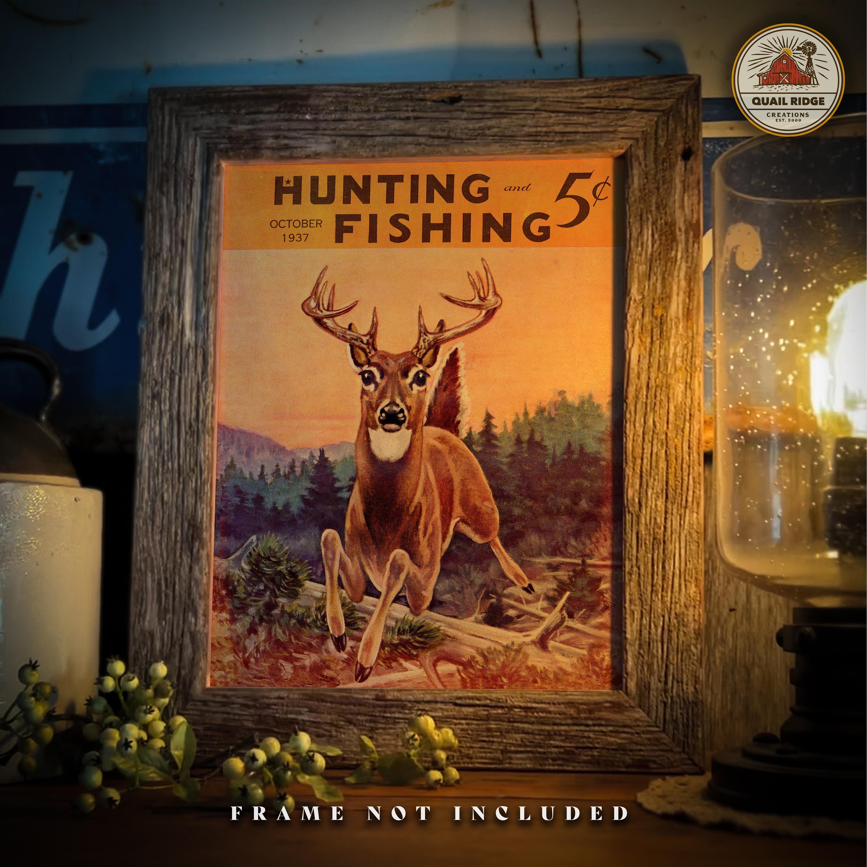 Vintage Whitetail Deer Art Print: Hunting & Fishing Magazine Cover