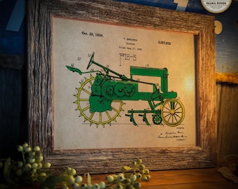 Vintage John Deere Tractor Art Print 11x14 Unframed Charles Freitag Kids Room Farming Office Home Wall Decor