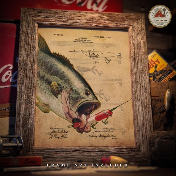 1914 heddon fishing lure patent art Set - Patent For The Fishing Lover These prints are a perfect fit for any dcor Fish Lure-Patent Invention Art