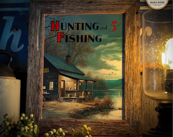 Vintage Duck Hunting Magazine Cover Art Print: Lake House Decor