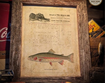 Vintage Fly Fishing Poster Art Print 11X14 Unframed Trout Fishing Tackle  Hunting Cabin Lodge Lake House Artwork Wall Decor Gift