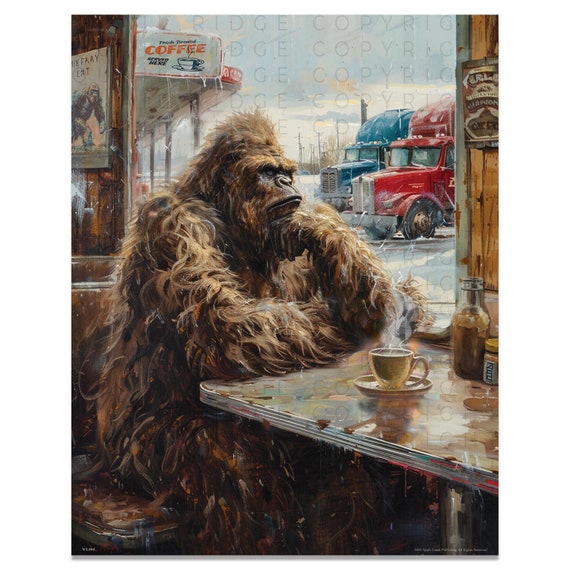 Sasquatch Coffee Break Art Print: Bigfoot Truck Stop Decor - Etsy