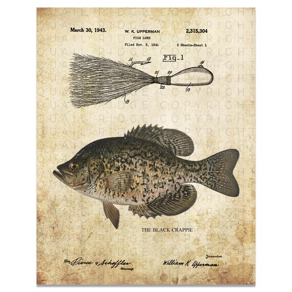 Walleye Fishing Motivational Art Print Vintage Lures Hunting Cabin Wall  Decor