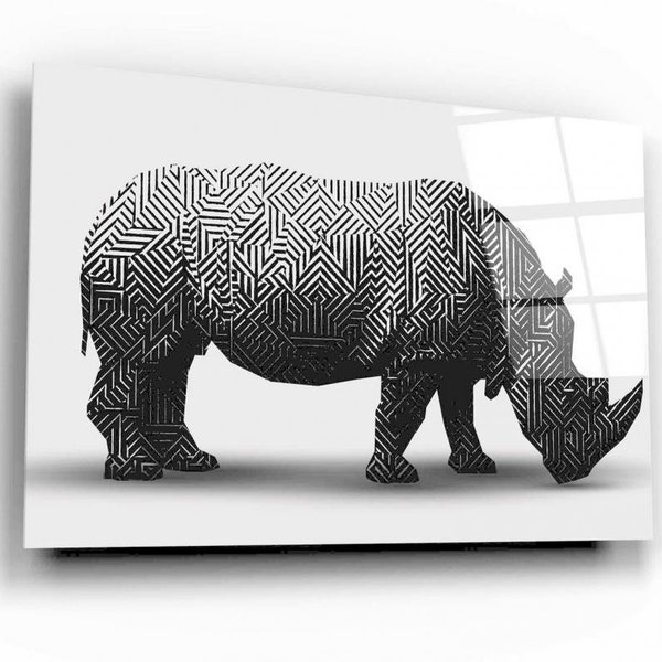 Rhino Tempered Glass Print | Art | Wall Decoration | Gift