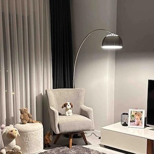 Arc Chrome Floor Lamp with Black Round Marble Base | Lighting | Tall Lamp |
