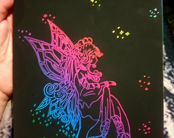 Fairy Magic rainbow scratch art drawing