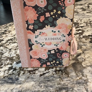 Wedding Album! Handmade scrapbook photo album pink and black floral theme