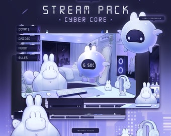 Cyber Core Room | Animated Stream Pack | Day & Night Mode | Movable Assets