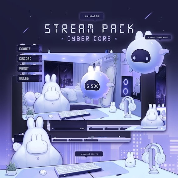 Cyber Core Room | Animated Stream Overlay Pack