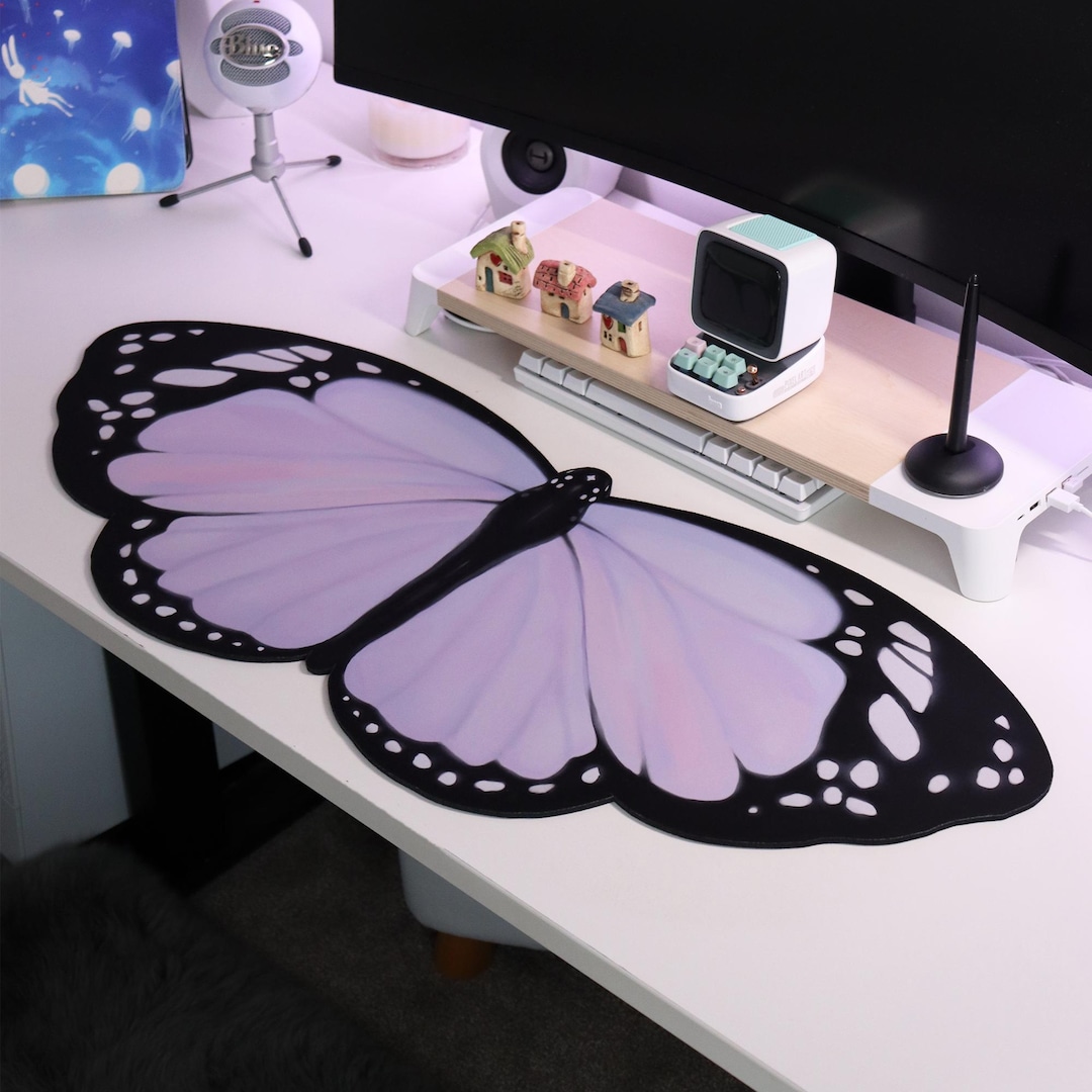 Lilac Butterfly Deskmat 90x40cm Waterproof - Etsy