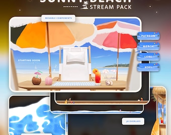Sunny Beach | Animated Stream Overlay Pack + Stinger Transition