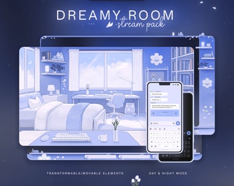 Blue Dreamy Room | Animated Stream Overlay Pack