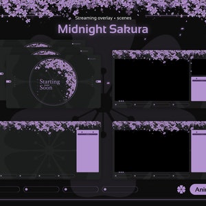 Midnight Sakura | Animated + Static Streaming Overlays and Scenes