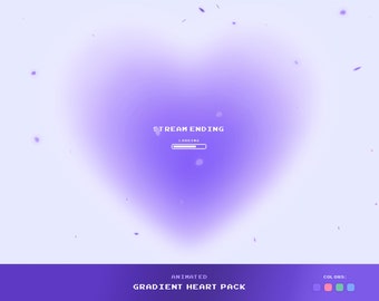 Gradient Heart Stream Overlay Pack | Animated | Includes Pink, Purple, Blue, Green Color Variations