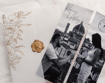 Elegant Destination Wedding Invitation: Travel-Inspired Trifold Template