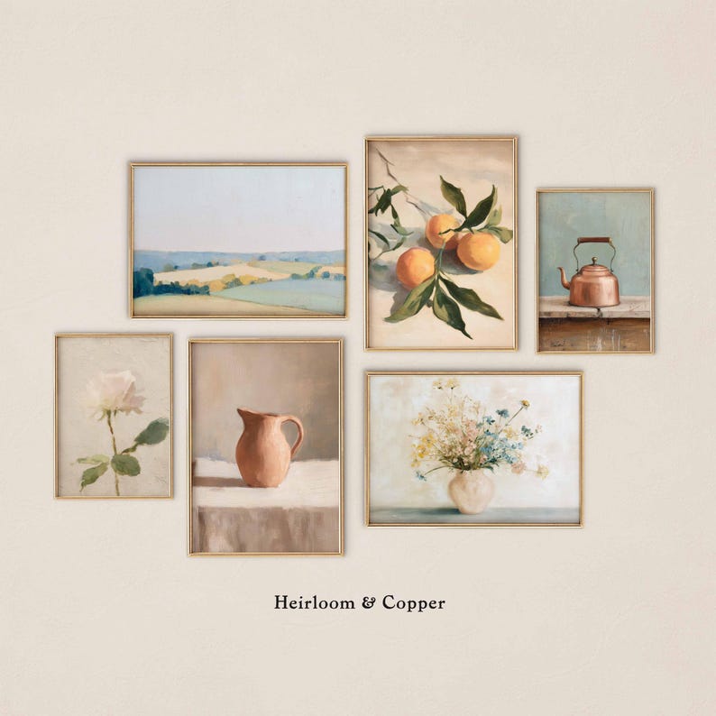 Vintage Farmhouse Cottagecore Wall Art Bundle, Botanical & Kitchen ...