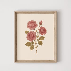 Vintage Rose Botanical Print: Rustic Cottage Wall Art (Digital Download 31