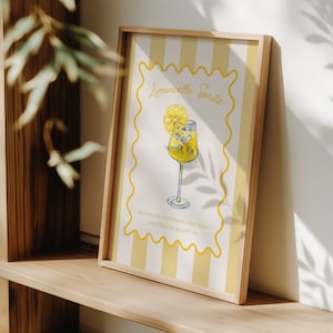 Limoncello spritz poster, bar kar decor cocktail print, trendy appartement muur decor, minimalistische muur kunst, leuke retro keuken muurkunst