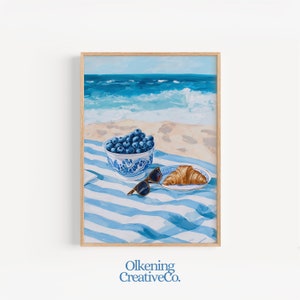 Beach Picnic Print, Coastal Granddaughter Prints, Coastal Wall Art, Beachy Decor, Printable Art, Trendy Apartment Decor, Nautical Themed Art