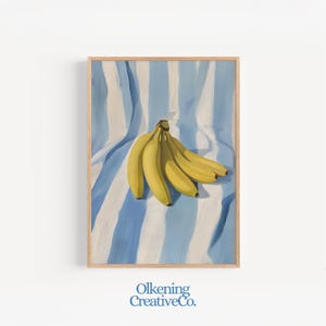 Banana Fruit Wall Art Printable | Coastal Wall Art | Coquette Kitchen Decor | Tropical Still Life Digital Print for Pantry or Dining Room