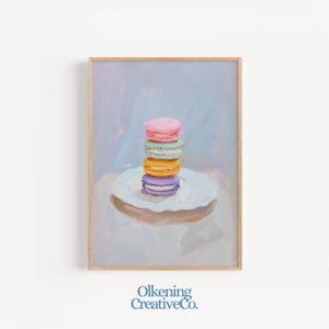 French Macarons Painting, Food Wall Art, Trendy Apartment Decor, Printable Art, Digital Download Prints, Kitchen Wall Art, Quirky Wall Art