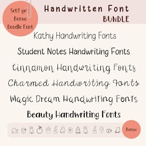 Font Bundle, Realistic Fonts, Cute Fonts, Handwriting Fonts, Goodnotes Fonts, Planner Fonts, Procreate Fonts, Study Fonts