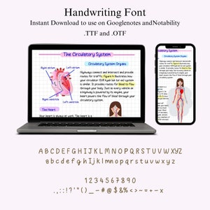 Realistisch handgeschreven | Lettertype voor digitale planners en studentennotities | Leuk en netjes handschriftlettertype voor Goodnotes | TTF OTT