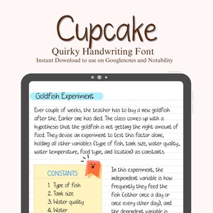 Cupcake Font, Quirky Font, Tall Fomous Font, Font for Digital Planner, Student Note Taking, Neat Handwriting Font, Font for Goodnotes,
