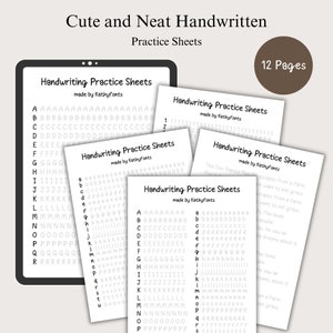 Printable Neat and Cute Handwriting Worksheets-12 Pages | Alphabet writing Practice | Middle School | Kids | Children | *PDF File Only*