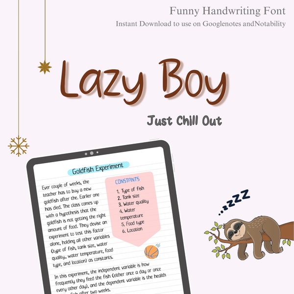 LazyBoy Font | Realistic Handwritten | Font for Digital Planner and Student Note Taking | Handwriting Font for Goodnotes | TTF OTT