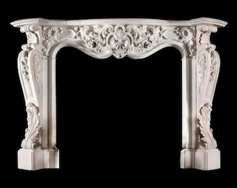 Luxury Hand Carved Genuine Italian Natural White Marble Fireplace Mantel