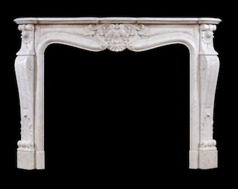 Authentic Luxurious Elegant French Style White Marble Fireplace Mantel