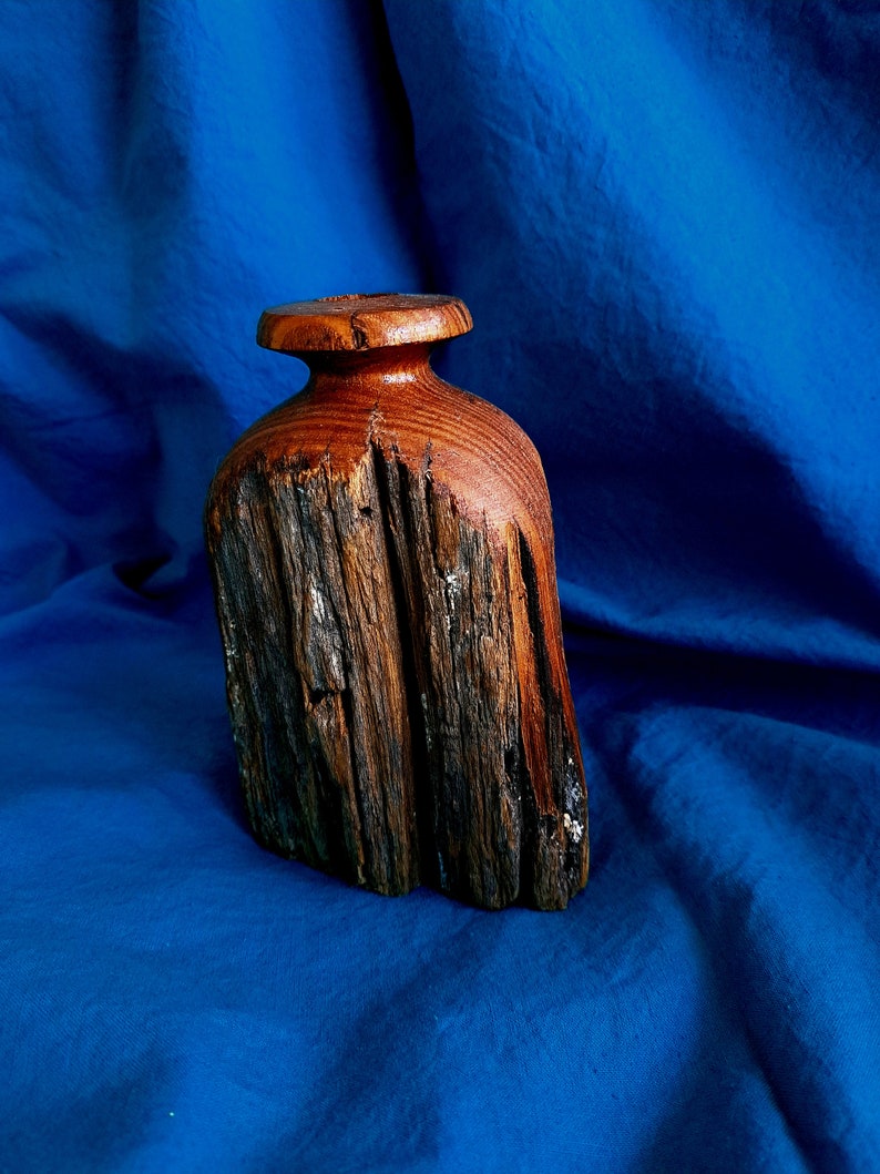 Hand Made Wooden Vase, Vintage Wooden Vase, Reclaimed Wood, Rustic Vase, Etsy
