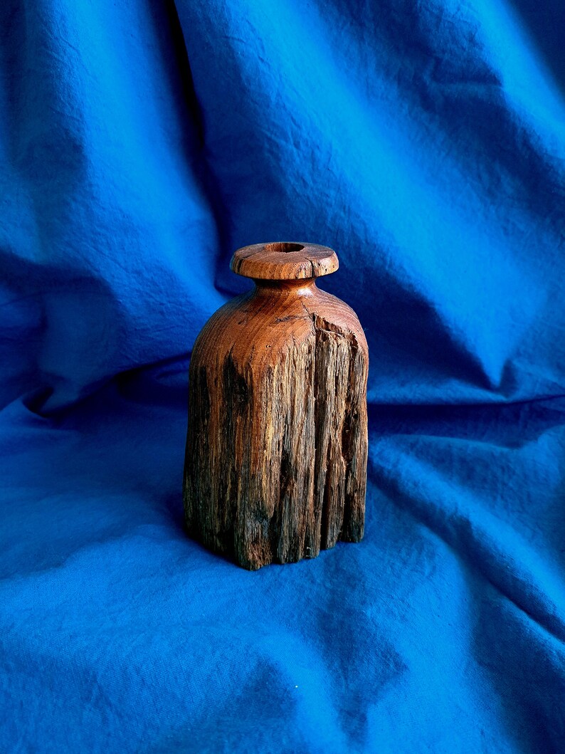 Hand Made Wooden Vase, Vintage Wooden Vase, Reclaimed Wood, Rustic Vase, Etsy