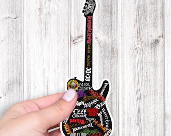 Guitar Sticker | 80s Metal Bands Sticker | 80s Heavy Metal | 80s Rock Sticker| Heavy Metal Fan Gift | Heavy Metal Magnet