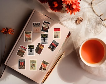Set of 80 Stephen King Original Book Cover Stickers | Miniature Book Cover Sticker Set