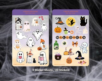 Halloween Sticker Sheets | 2-Sheet Sticker Set | Spooky Sticker Sheet | Cute Ghost Stickers | Fun Sticker Set