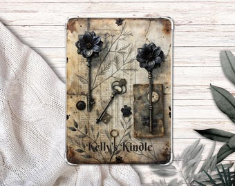 Personalized Dark Academia Kindle Insert | Vintage Key Gothic Insert