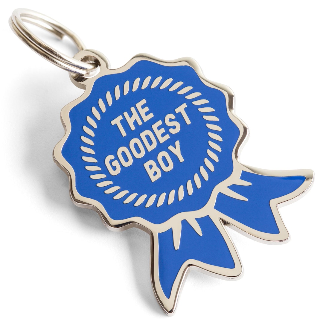 Pet ID Tag the Goodest Boy, Award Ribbon Dog Tag, Dog Tag for Dogs