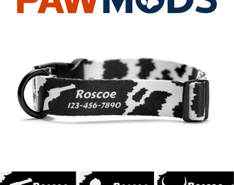 Cow Print Dog Collar Personalized Dog Collar Cow Custom Dog Collar With Name Cowboy Dog Collar Boy Country Dog Collar Cow Print Collar Gift