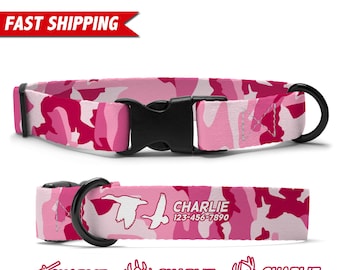 Pink Camo Dog Collar Personalized, Camouflage Dog Collar, Custom Dog Collar With Name, Soft & Adjustable, Free Personalization, Dog Gift