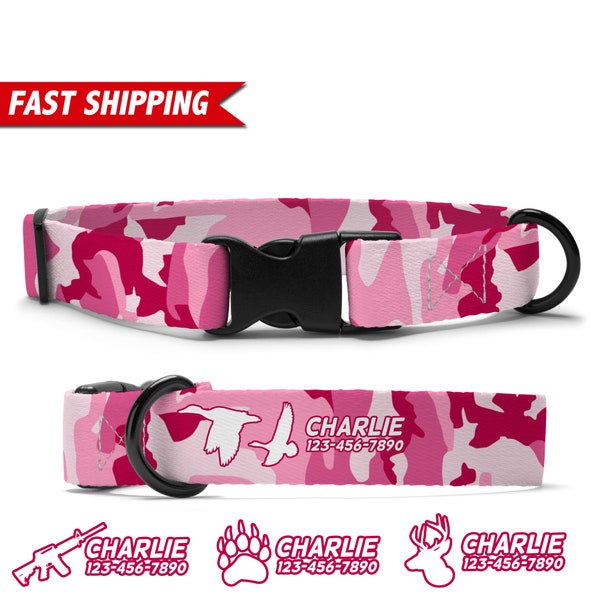Pink Camo Dog Collar Personalized, Camouflage Dog Collar, Custom Dog Collar With Name, Soft & Adjustable, Free Personalization, Dog Gift