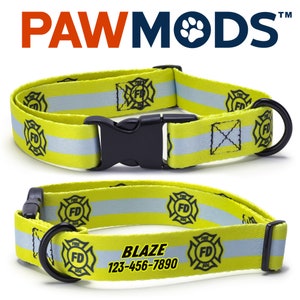 Firefighter Dog Collar Personalized Turnout Dog Collar Firemen Custom Dog Collar with Name Fire Department Dog Collar Fireman Dog Gift