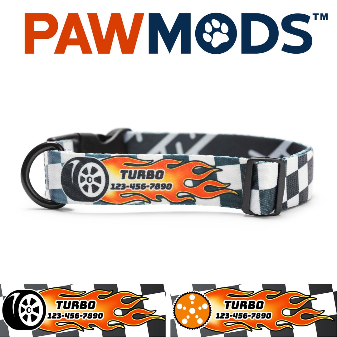 Checkered Flag Dog Collar Personalized Dog Collar Racing Dog Collar Boy