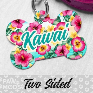 Hibiscus Dog Tags for Dogs Personalized, Tropical Dog Tag, Flower Pet Tag, Floral Custom Dog Tag, Dog ID Tag, Pet ID Tag, Dog Gift