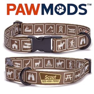 Camping Dog Collar Personalized Brown Campground Signs Dog Collar National Park Dog Collar Boy Campsite Dog Collar Outdoor Camp Dog Gift